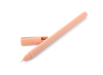 Photo of One stylish pen and lid isolated on white