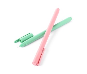 Photo of Stylish pens isolated on white. Office supply