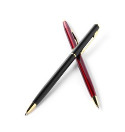 Photo of Stylish pens isolated on white. Office supply