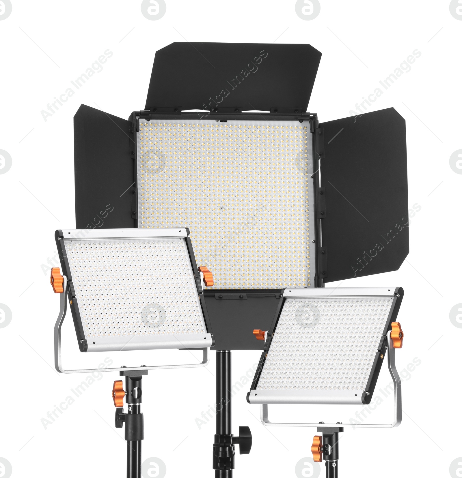 Professional lighting equipment isolated on white. Photo studio tool Photo of Professional lighting equipment isolated on white. Photo studio tool