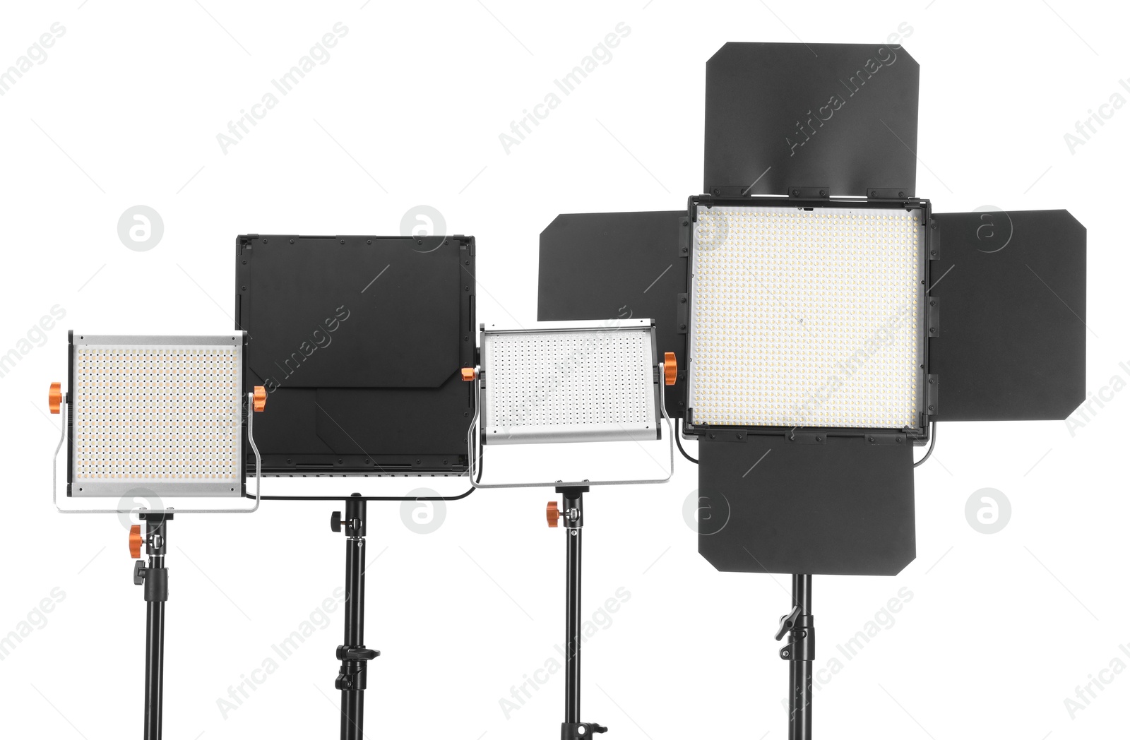 Professional lighting equipment isolated on white. Photo studio tool Photo of Professional lighting equipment isolated on white. Photo studio tool