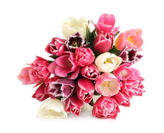 Photo of Bouquet of beautiful tulips isolated on white
