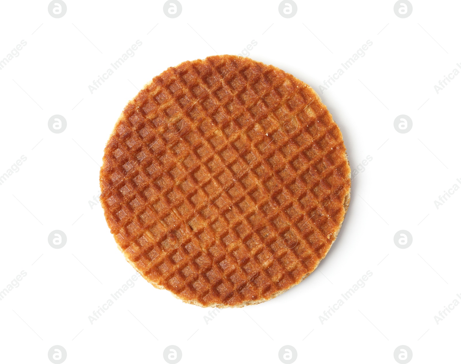 One tasty Dutch waffle isolated on white Photo of One tasty Dutch waffle isolated on white