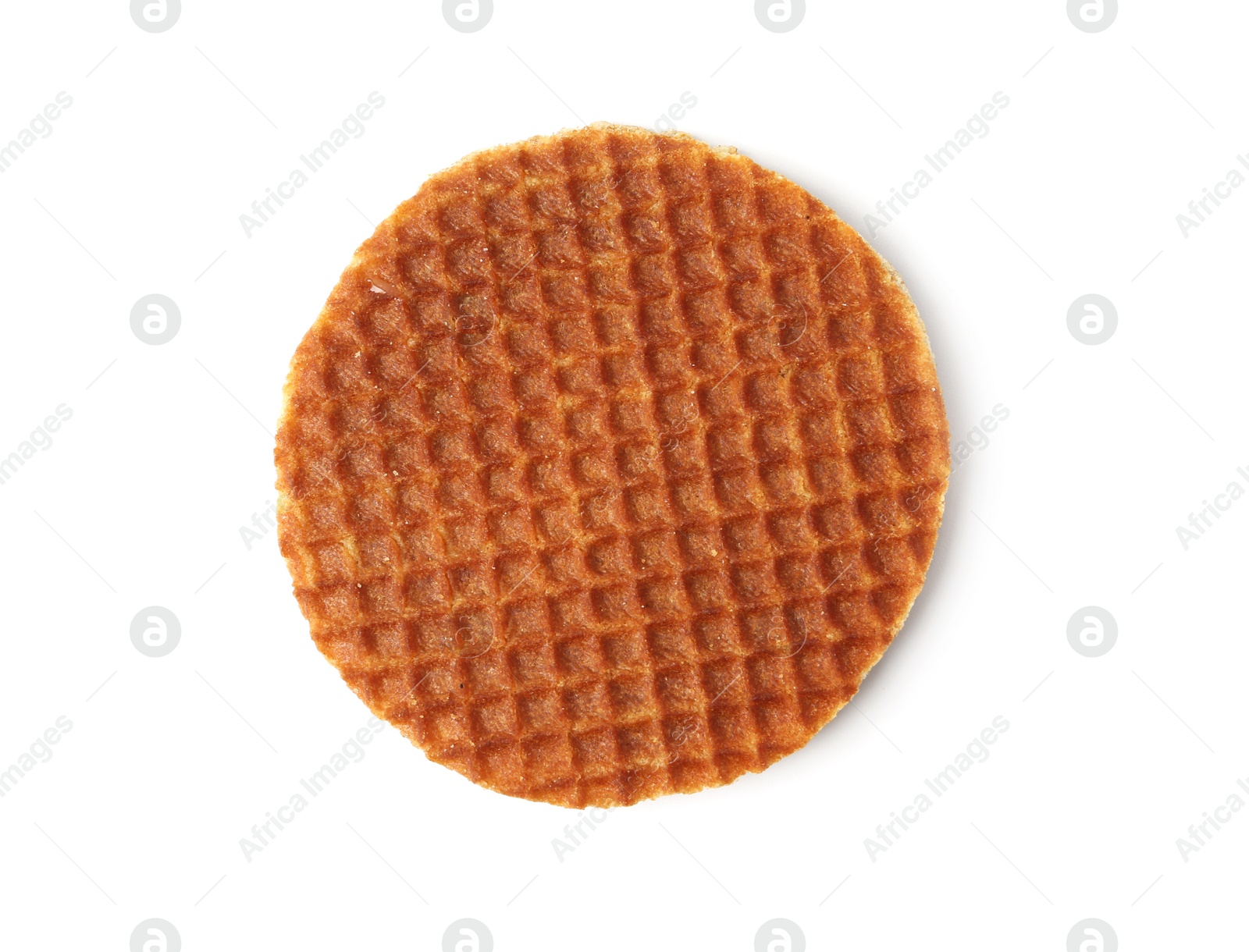 One tasty Dutch waffle isolated on white Photo of One tasty Dutch waffle isolated on white