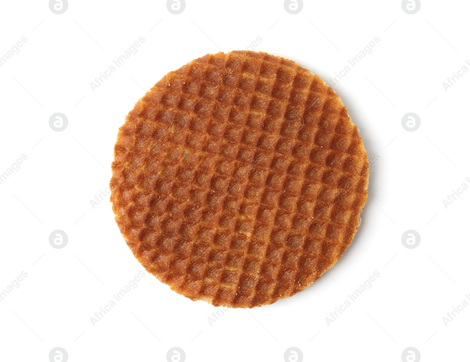 One tasty Dutch waffle isolated on white Photo of One tasty Dutch waffle isolated on white