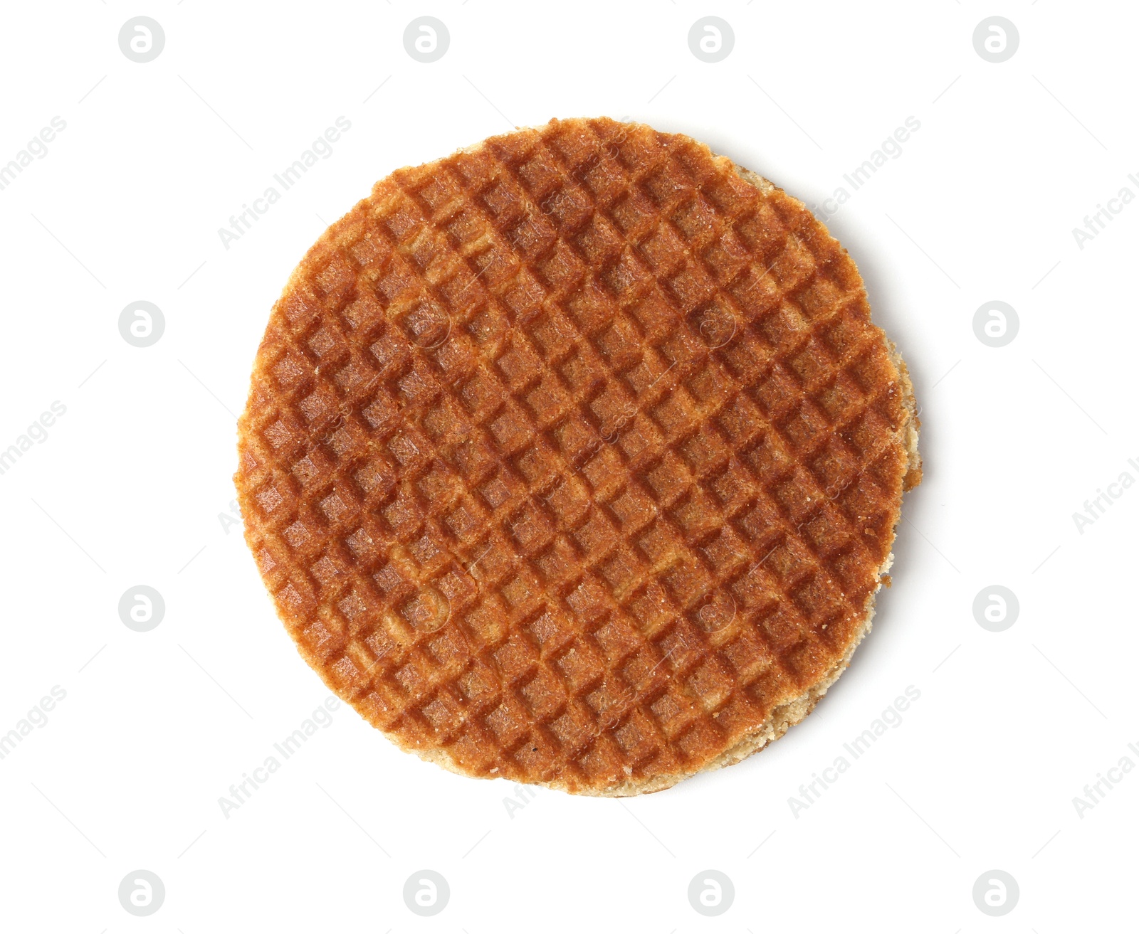 One tasty Dutch waffle isolated on white Photo of One tasty Dutch waffle isolated on white