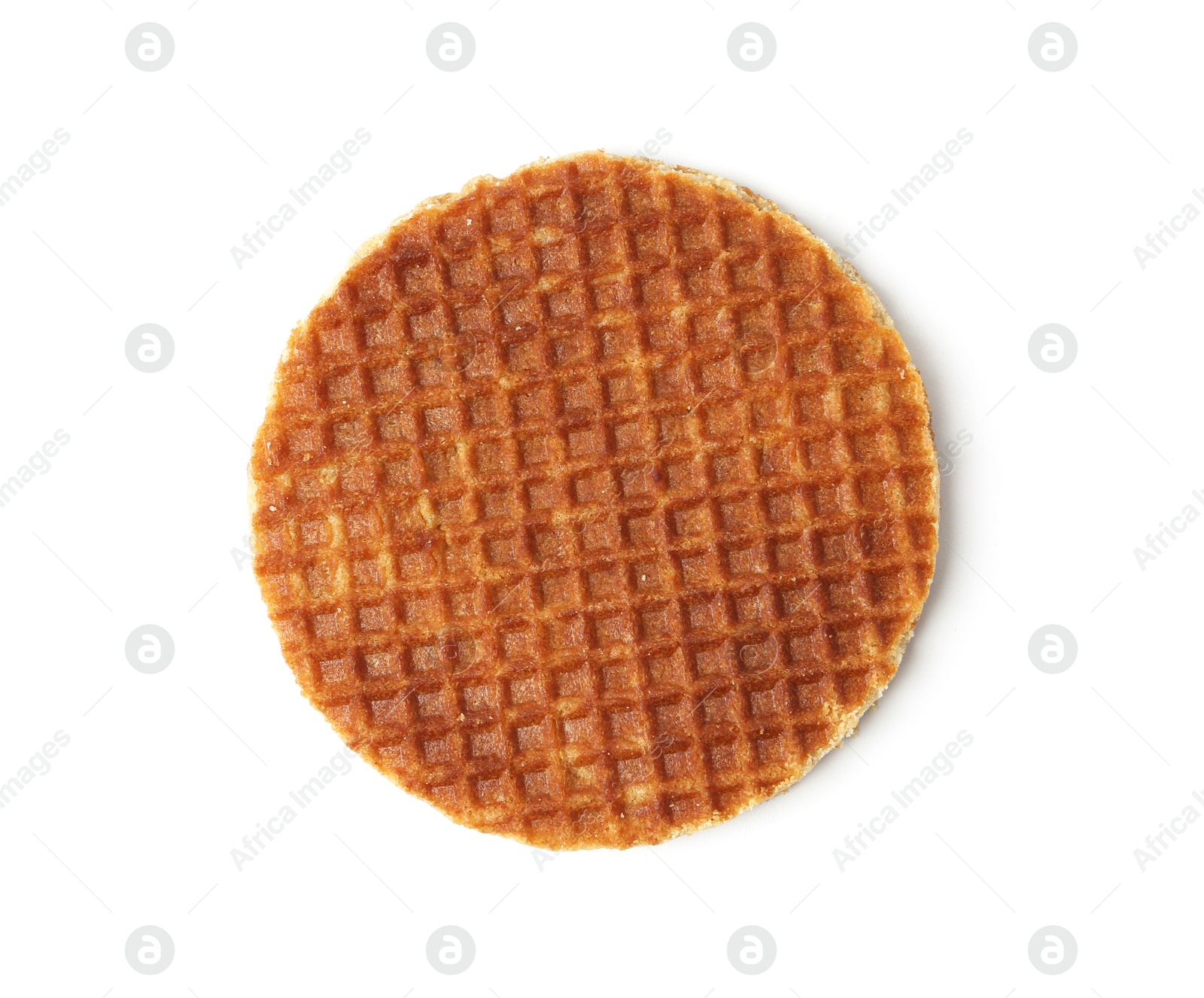One tasty Dutch waffle isolated on white Photo of One tasty Dutch waffle isolated on white
