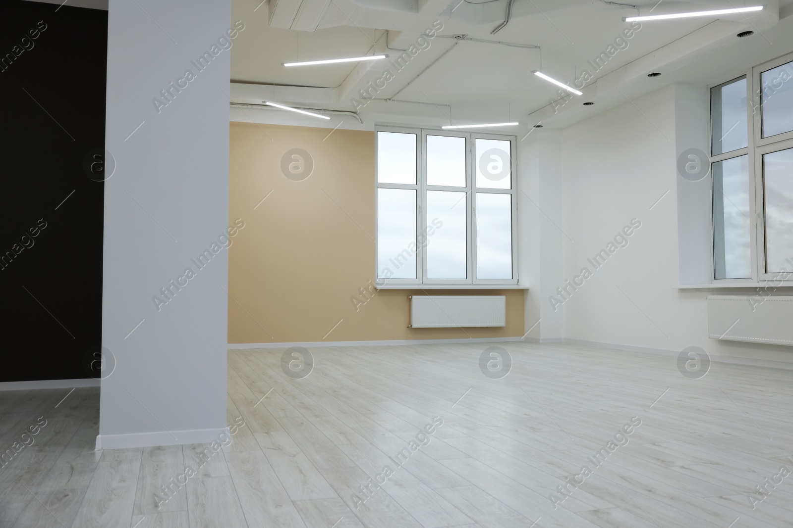 New empty room with clean windows and light walls Photo of New empty room with clean windows and light walls