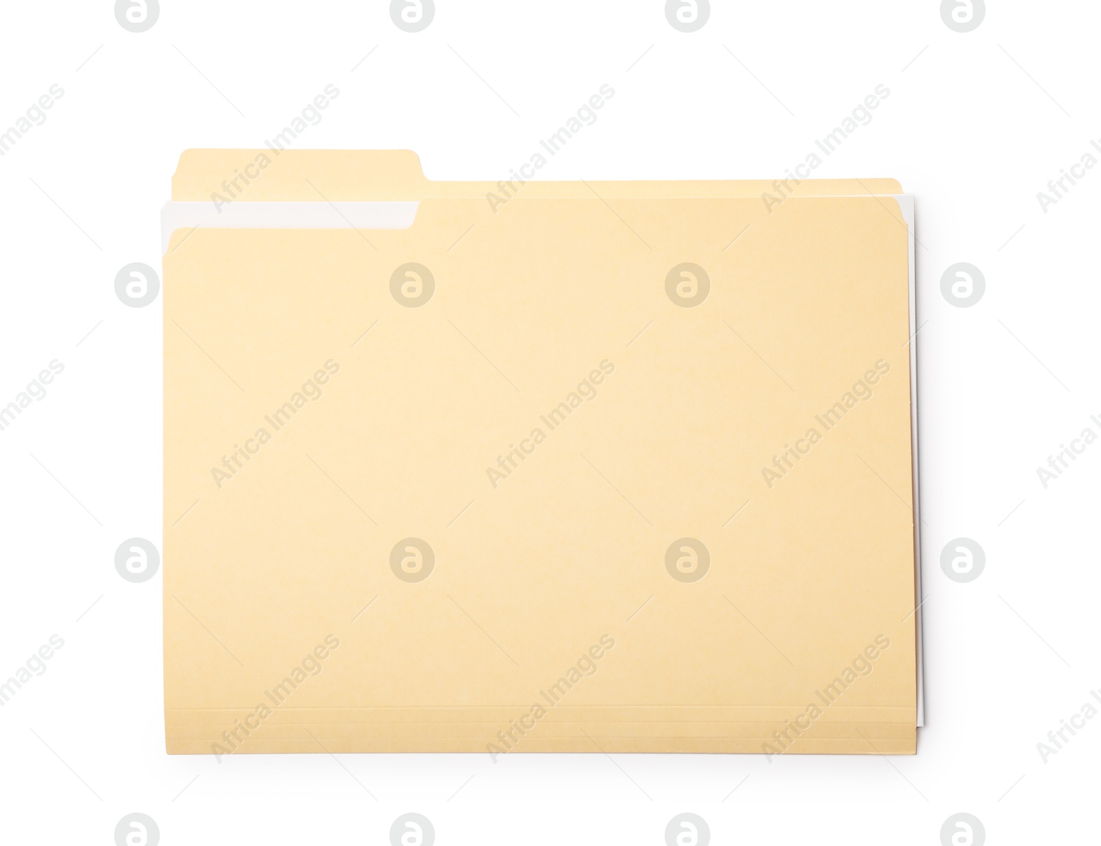 One paper file folder isolated on white, top view Photo of One paper file folder isolated on white, top view
