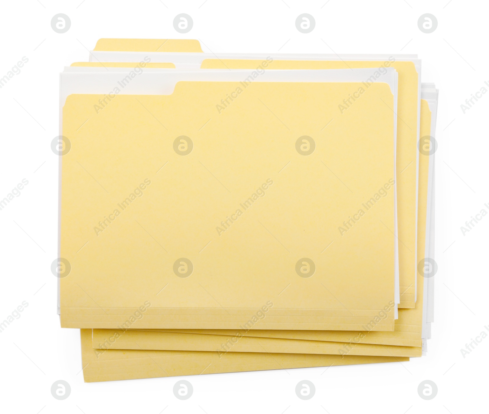 Many file folders with papers isolated on white, top view Photo of Many file folders with papers isolated on white, top view