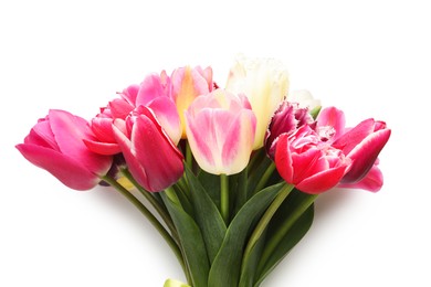 Photo of Bouquet of beautiful tulips isolated on white