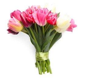 Photo of Bouquet of beautiful tulips isolated on white