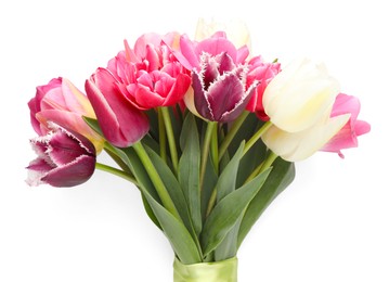 Photo of Bouquet of beautiful tulips isolated on white