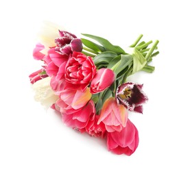 Photo of Bouquet of beautiful tulips isolated on white