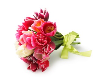 Photo of Bouquet of beautiful tulips isolated on white
