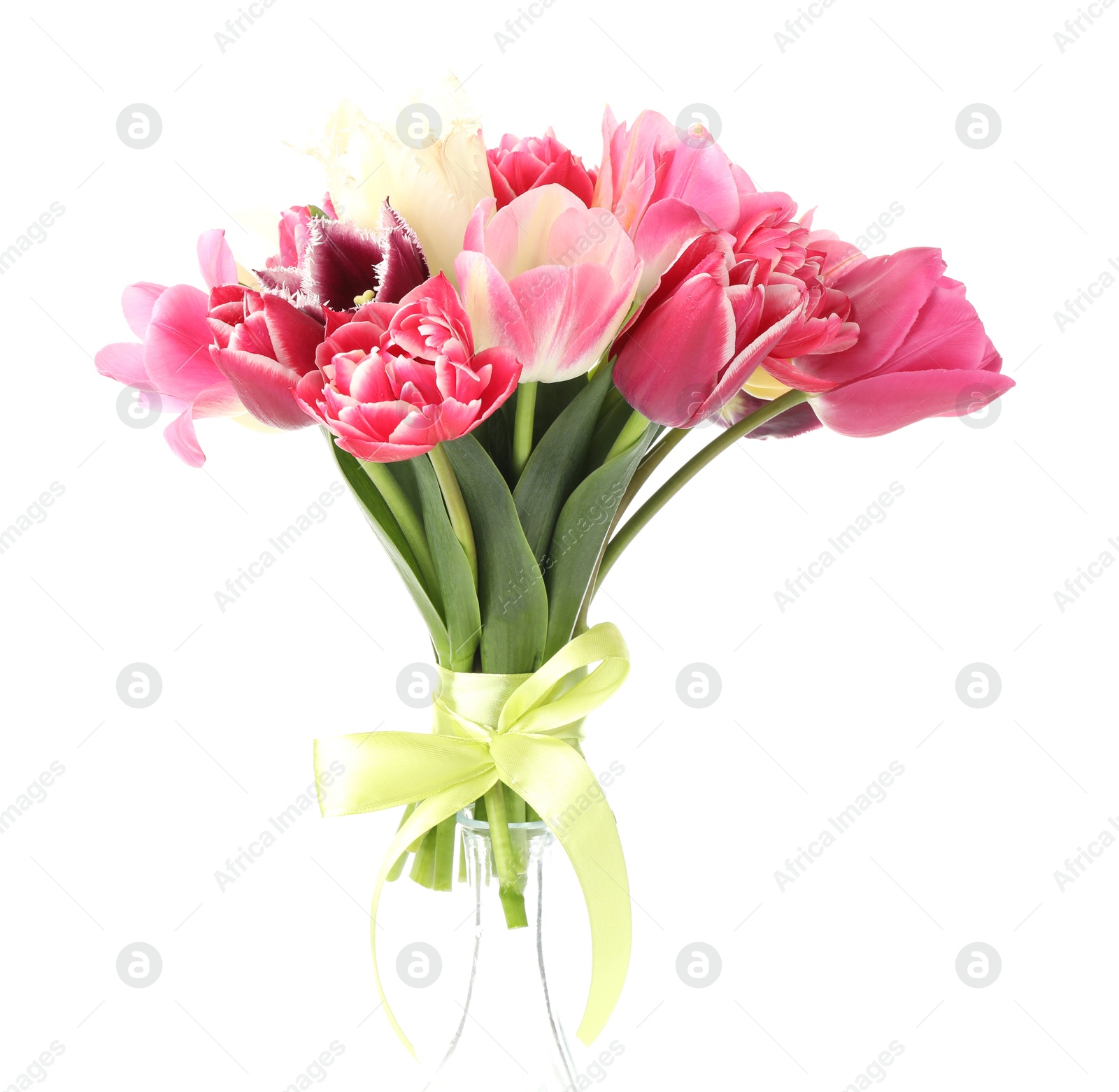 Photo of Bouquet of beautiful tulips isolated on white