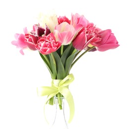 Photo of Bouquet of beautiful tulips isolated on white