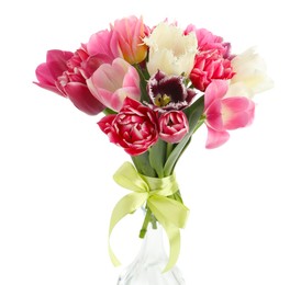 Photo of Bouquet of beautiful tulips isolated on white