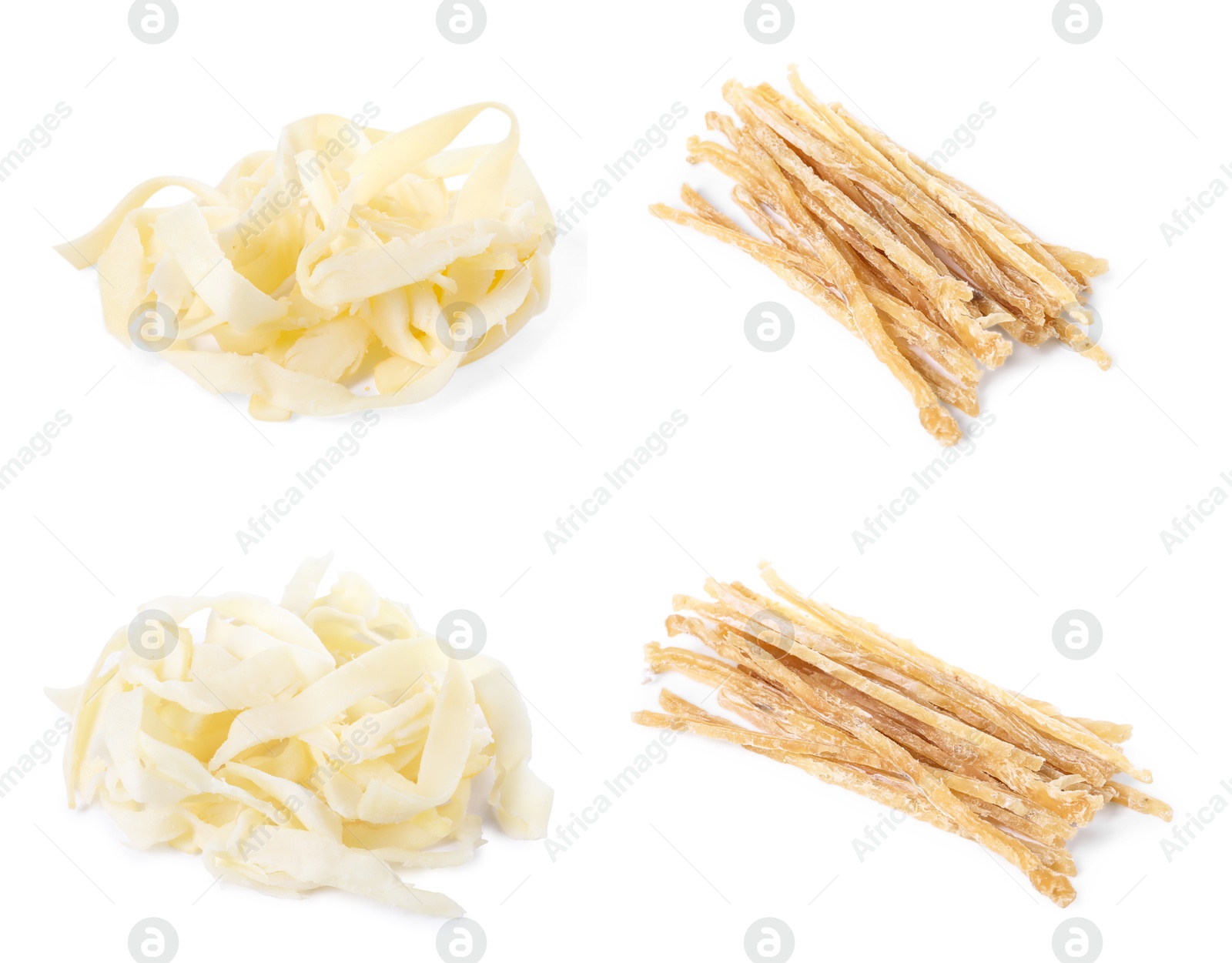 Dried shredded fish snack and squid isolated on white Image of Dried shredded fish snack and squid isolated on white