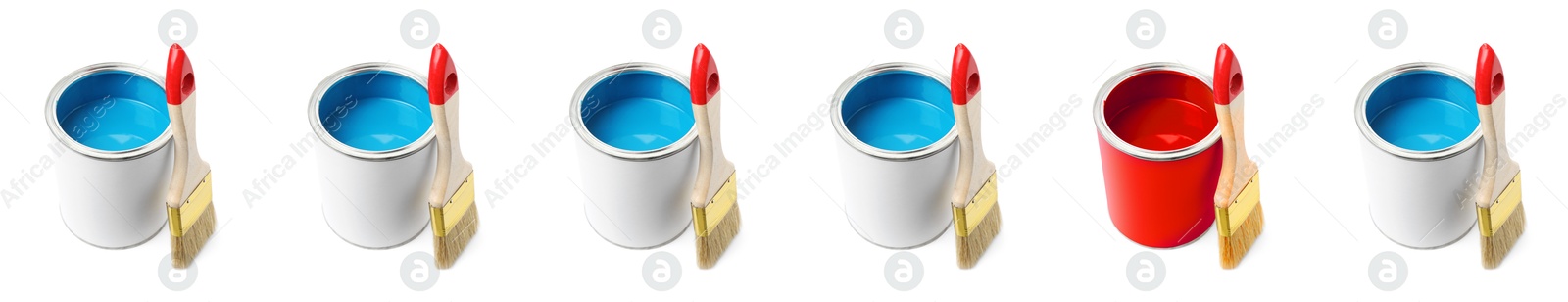 Different, unique, special. Red paint among blue ones in cans on white background Image of Different, unique, special. Red paint among blue ones in cans on white background