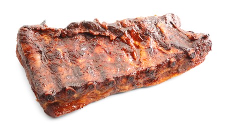 Photo of Tasty roasted pork ribs isolated on white