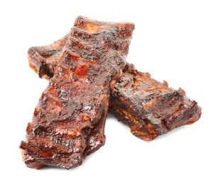 Photo of Tasty roasted pork ribs isolated on white