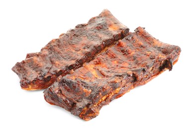 Photo of Tasty roasted pork ribs isolated on white
