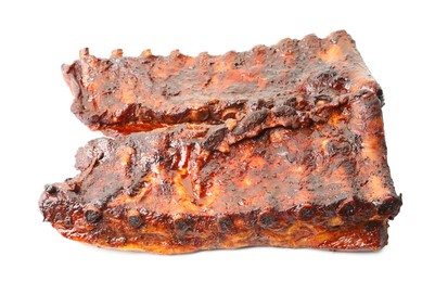 Photo of Tasty roasted pork ribs isolated on white
