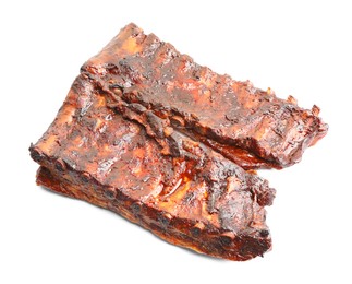 Photo of Tasty roasted pork ribs isolated on white