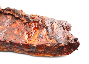 Photo of Tasty roasted pork ribs isolated on white