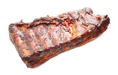 Photo of Tasty roasted pork ribs isolated on white