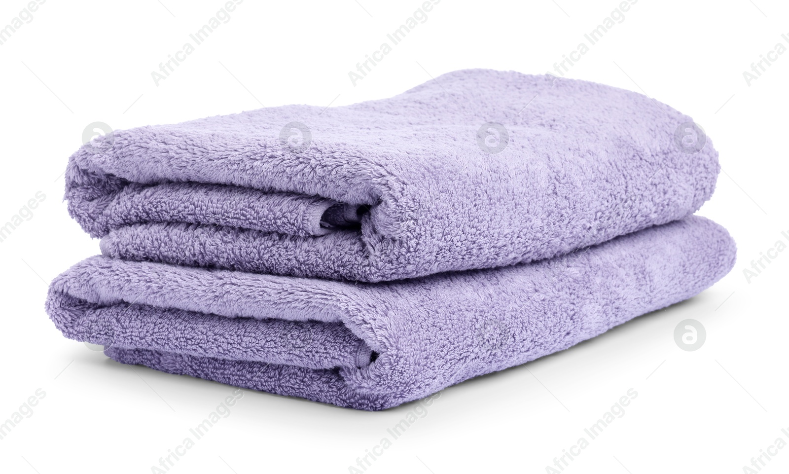 Stack of clean towels isolated on white Photo of Stack of clean towels isolated on white