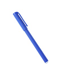 Photo of One stylish pen in air isolated on white