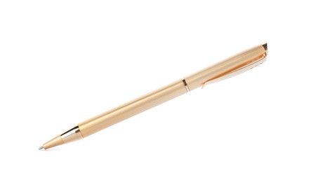 Photo of One stylish pen in air isolated on white