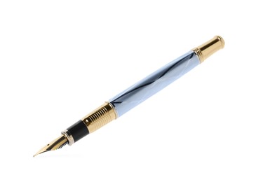 Photo of One fountain pen in air isolated on white
