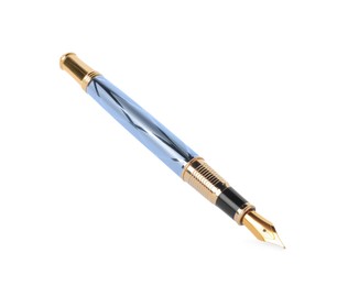 Photo of One fountain pen in air isolated on white