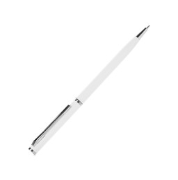 Photo of One stylish pen in air isolated on white