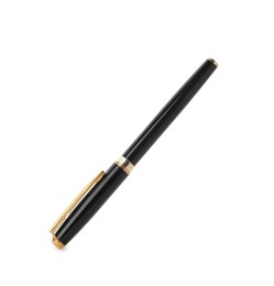 Photo of One stylish pen in air isolated on white
