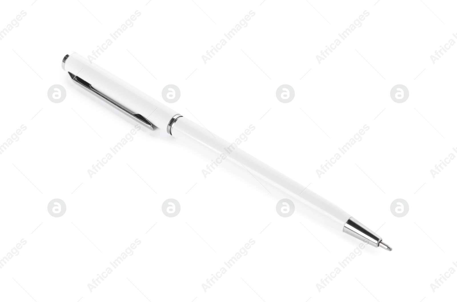 One stylish pen isolated on white. Office supply Photo of One stylish pen isolated on white. Office supply
