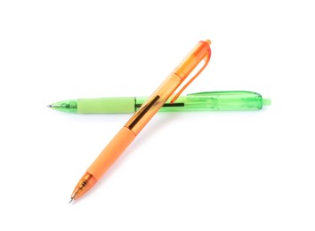 Photo of Stylish pens isolated on white. Office supply