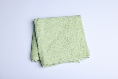 Photo of Clean towel on white background, above view