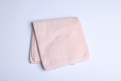 Photo of Clean towel on white background, above view