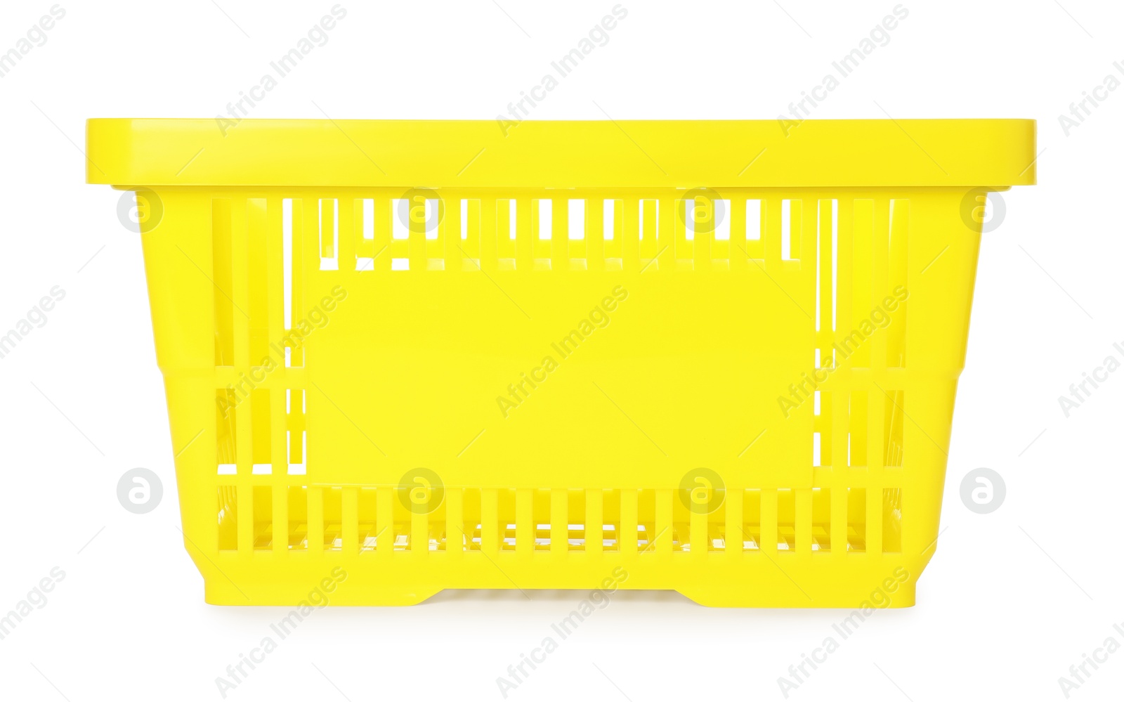 One yellow shopping basket isolated on white Photo of One yellow shopping basket isolated on white
