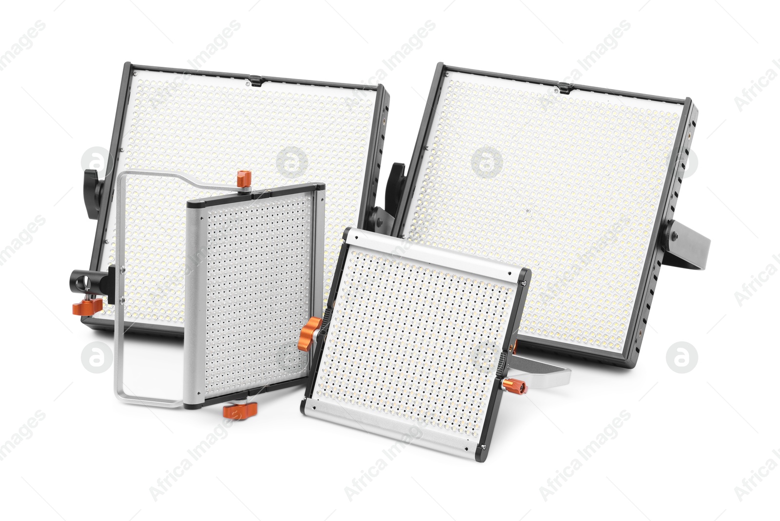 Professional lighting equipment. LED lamps isolated on white Photo of Professional lighting equipment. LED lamps isolated on white