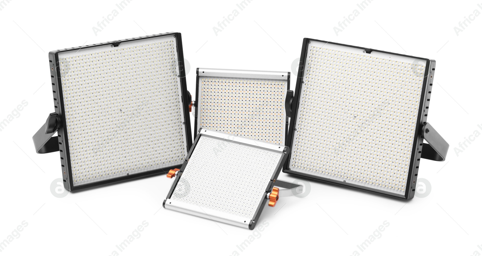 Professional lighting equipment. LED lamps isolated on white Photo of Professional lighting equipment. LED lamps isolated on white