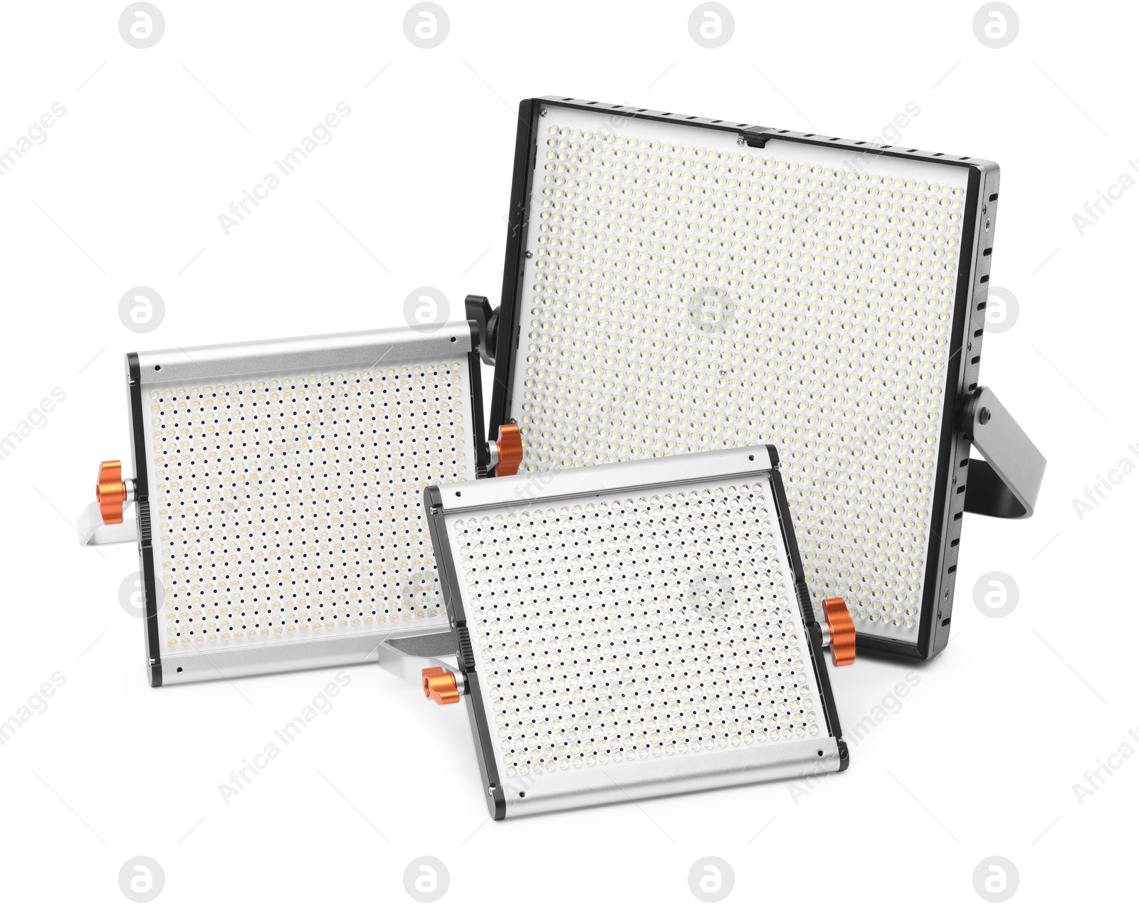 Professional lighting equipment. LED lamps isolated on white Photo of Professional lighting equipment. LED lamps isolated on white