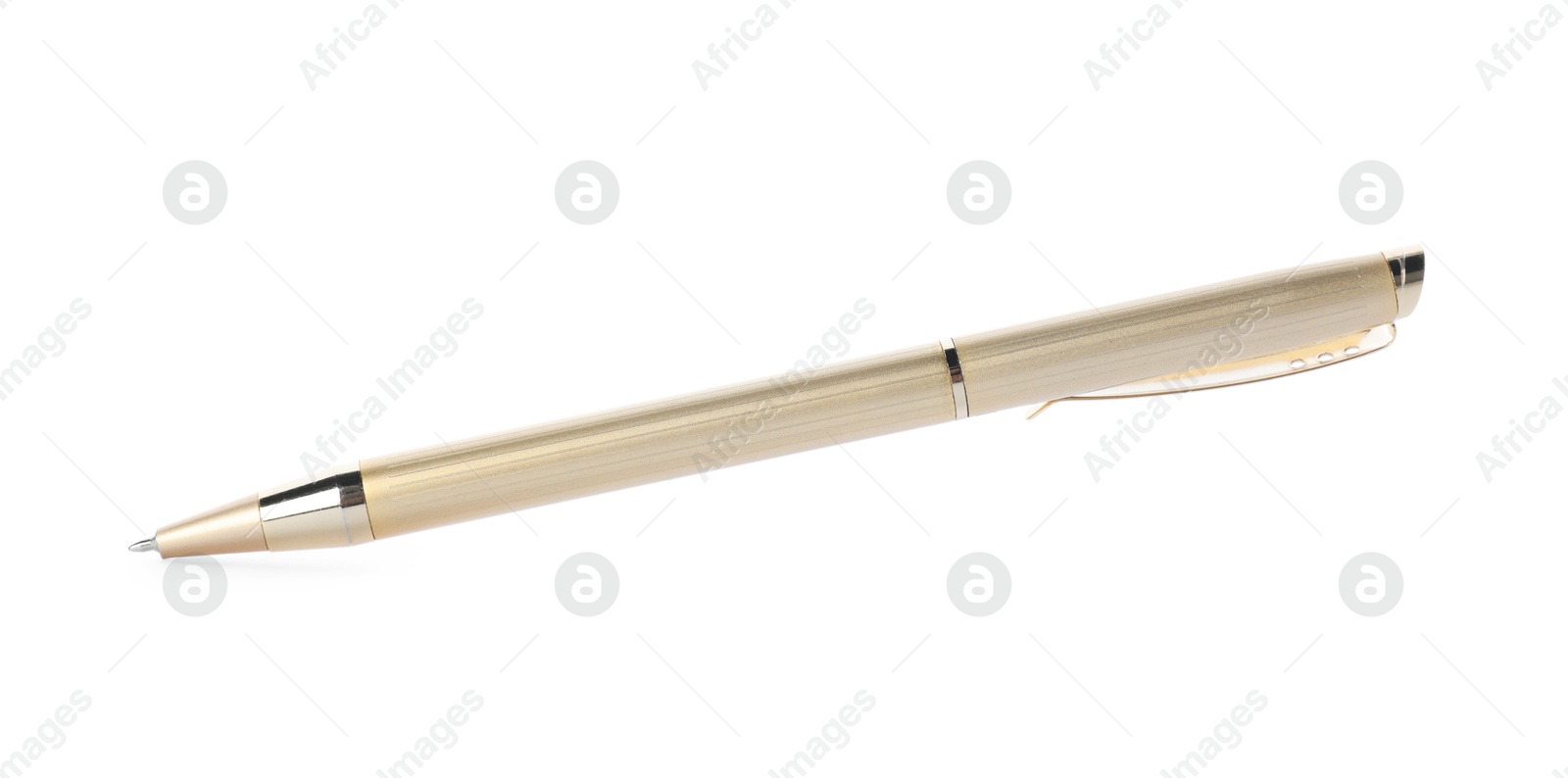 Photo of One stylish pen in air isolated on white