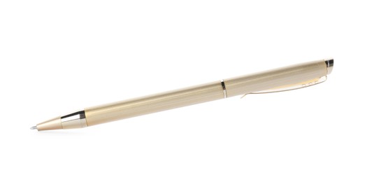 Photo of One stylish pen in air isolated on white