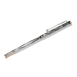 Photo of One stylish pen in air isolated on white
