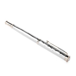 Photo of One stylish pen in air isolated on white